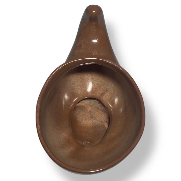Frankoma Pottery Cornucopia Horn Of Plenty Brown Footed Candy Bowl Planter 575 - Picture 8 of 10